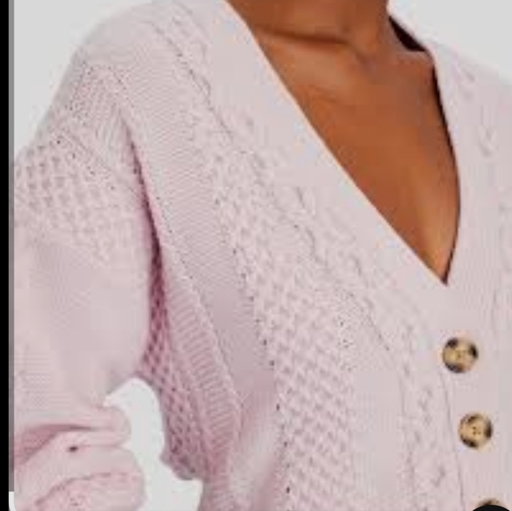 Intermix Light Pink Cable Knit Cardigan